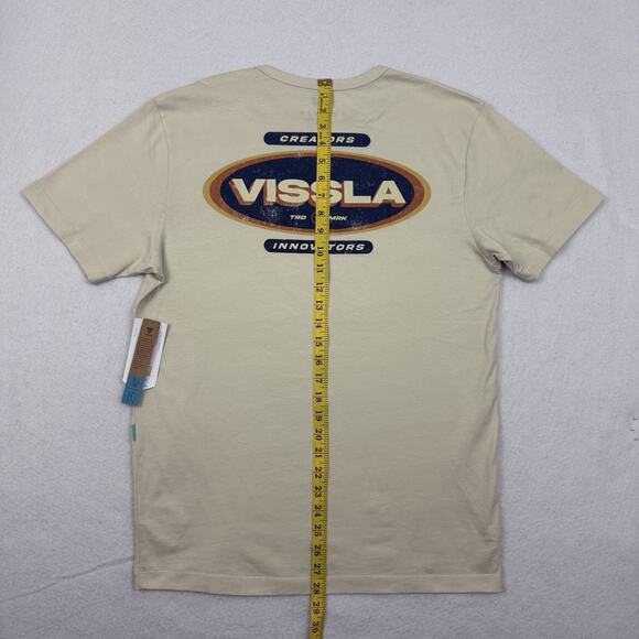 Vissla Vintage Wash Logo T-Shirt Mens Medium Bone Organic Cotton NWT - Picture 6 of 9